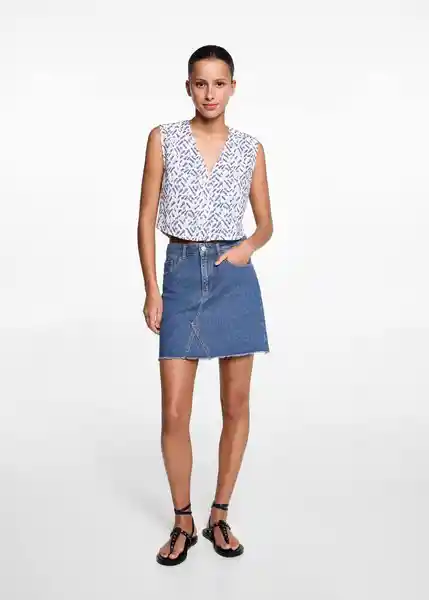 Falda Row Tejano Medio Talla 20 Niñas Mango