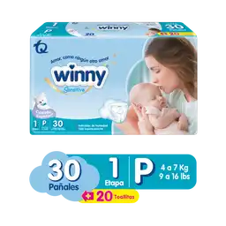 Winny Pañales Sensitive Etapa 1 + Toallitas Húmedas