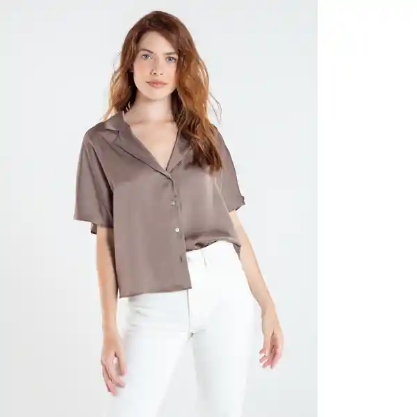  Camisa Peralpes Mujer Gris Nogal Oscuro Talla L Naf-Naf 