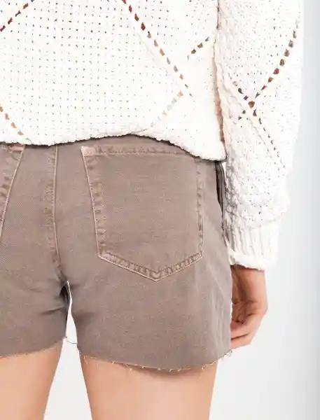 Short De Tiro Alto Café Barro Medio Talla 6 Mujer Naf Naf