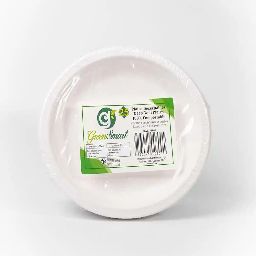 Plato Desechable 7 Compostabl G Greensmart 777800