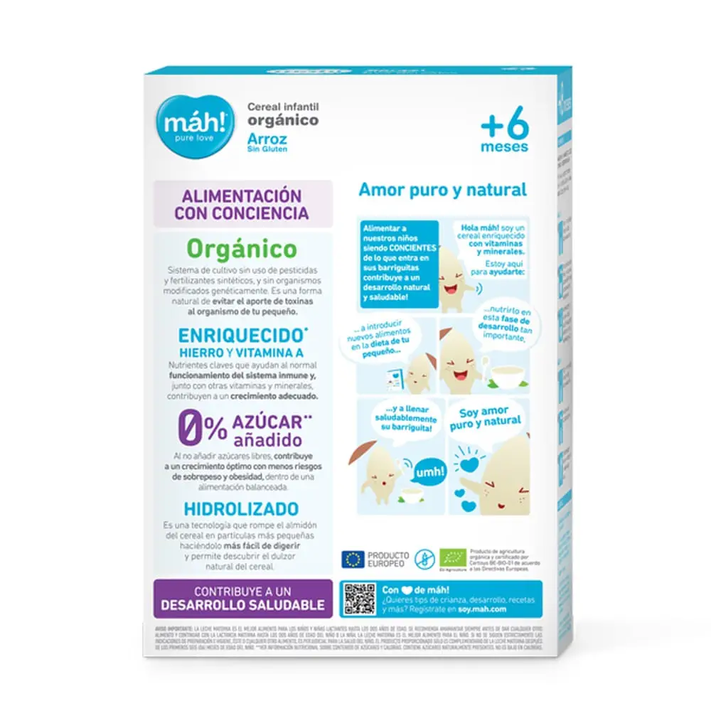 Máh! Cereal Infantil Orgánico de Arroz Instantáneo 