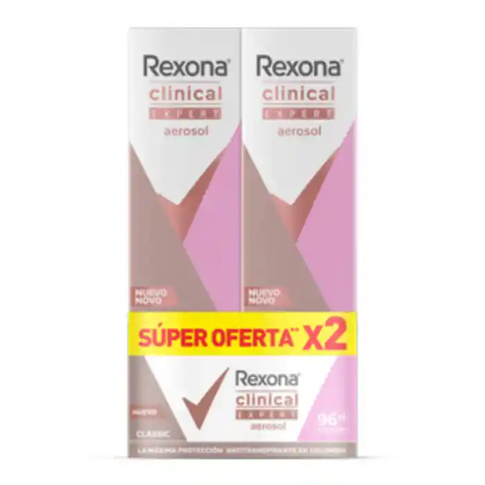 Oferta Desodorante Rexona Aerosol Mujer Clinical Classic Expert 2X91G
