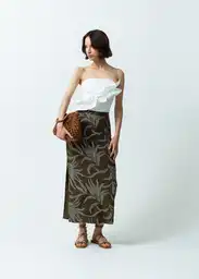 Falda Mujer Verde Oleoso Medio Talla 8 441G330 Naf Naf