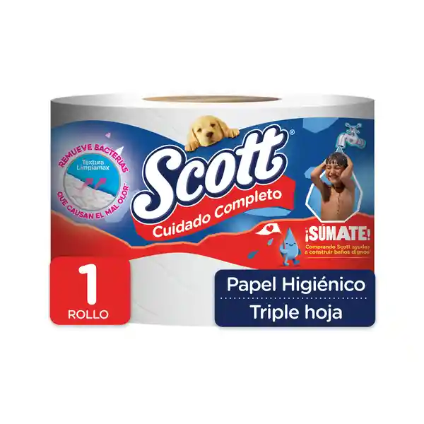 Scott Papel Higiénico Cuidado Completo Triple Hoja 1 Rollo