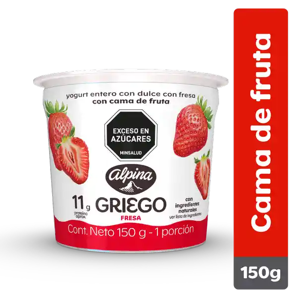Alpina Yogurt Griego con Cama de Fresa