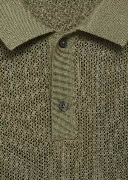 Camiseta Polo Pointele Verde Talla S Hombre Mango