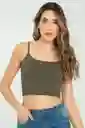 Crop Top Tiras Malibu Color Verde Militar Talla L Ragged
