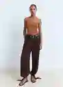 Pantalón Odalisca Chocolate Talla 40 Mujer Mango