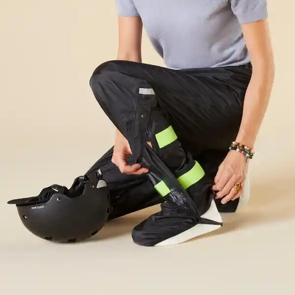 Btwin Pantalón Impermeable Para Ciclismo 100 Negro Talla S