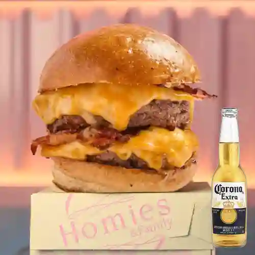 Combo Doble Colby Jack Burger + Corona 350 ml