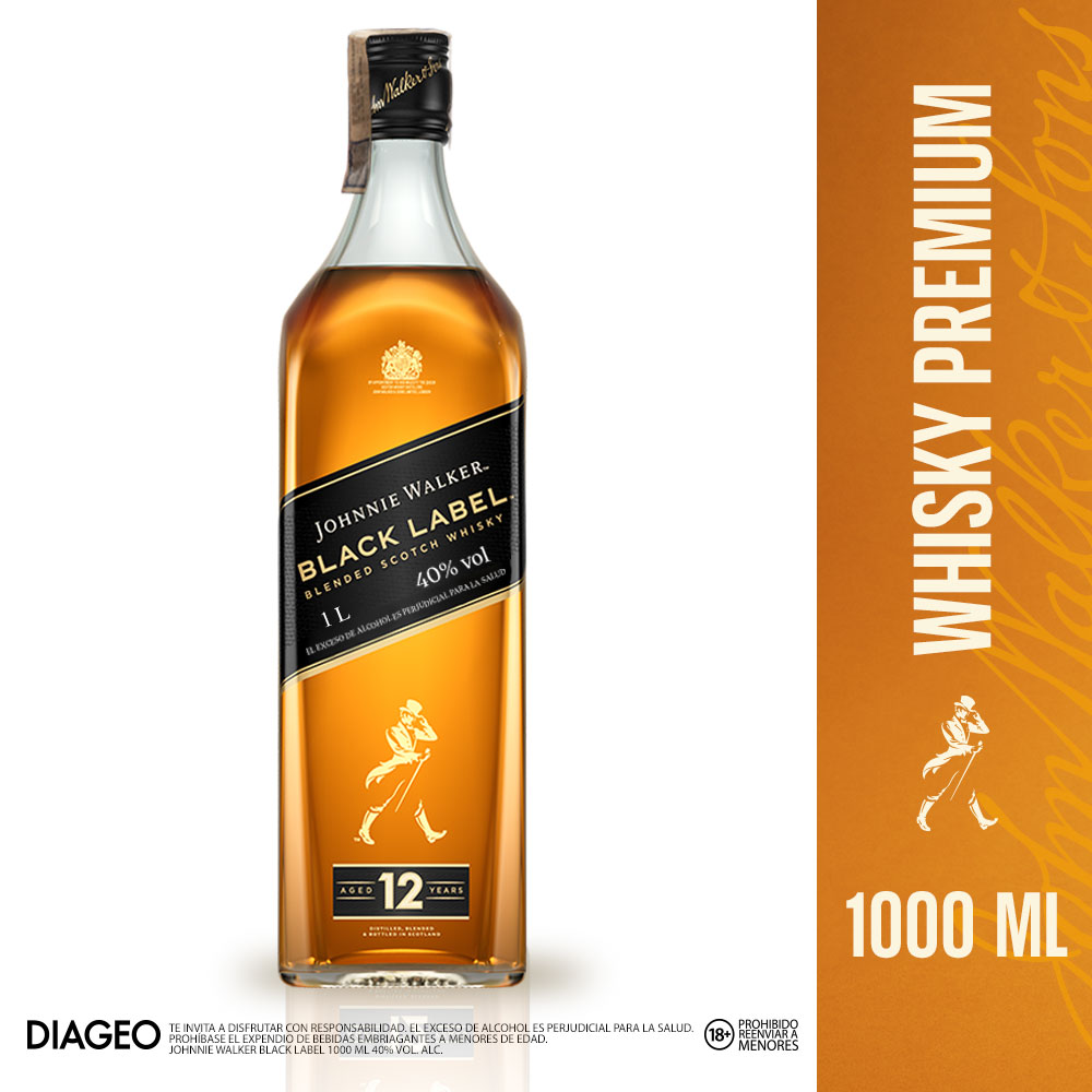 Johnnie Walker Black Label Whisky 40% Botella 1000ml