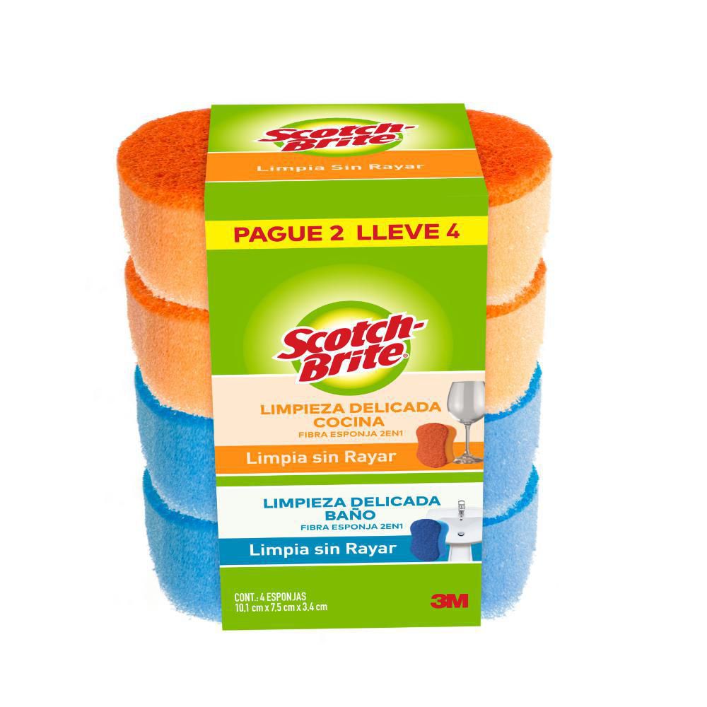 Scotch Brite Fibra Esponja Limpia sin Rayar 3 und