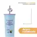 Vaso de Acero Inoxidable Con Pitillo Snoopy Azul 800 mL Miniso