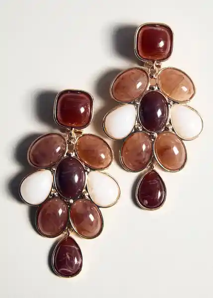 Pendiente Luna Marron Talla 99 Mujer Mango