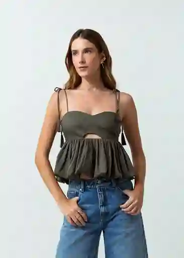 Camisa Cacao Mujer Verde Aceituna Oscuro Talla M 412G396 Naf Naf