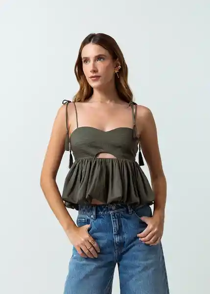 Camisa Cacao Mujer Verde Aceituna Oscuro Talla M 412G396 Naf Naf