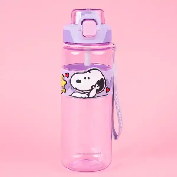 Botella de Plástico de Con Correa Snoopy Morado 800 mL Miniso