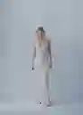 Vestido Plumita Blanco Talla M Mujer Mango