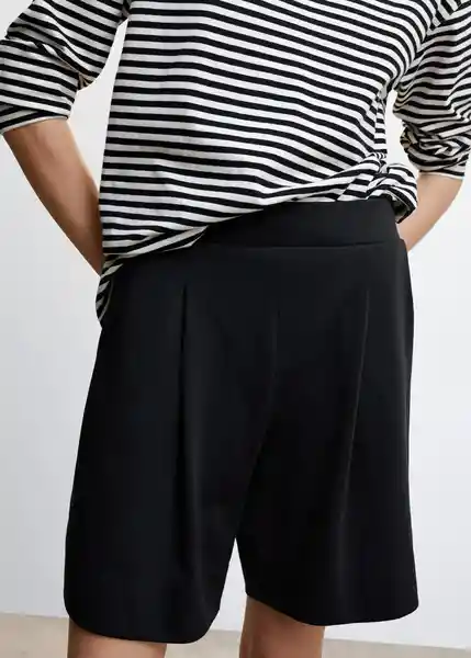 Bermuda Paco Negro Talla M Mujer Mango
