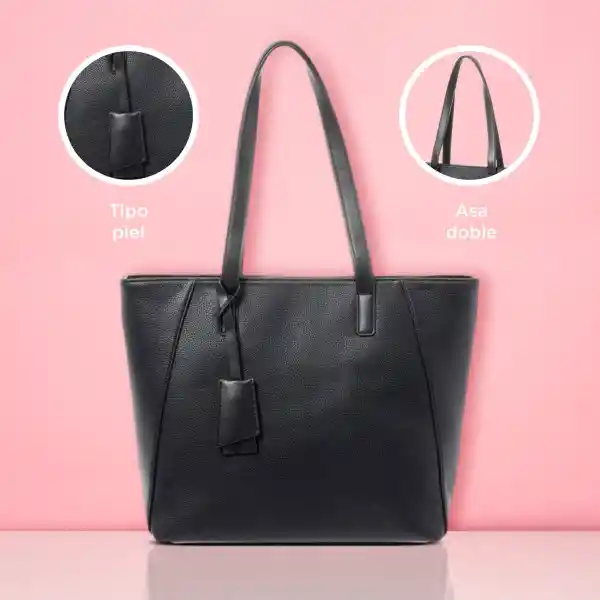 Bolso Clásico Tipo Piel Texturizado Negro Miniso