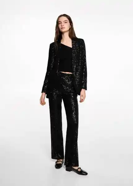 Blazer Americana Sequinb Negro Talla 21 Teen Niñas Mango