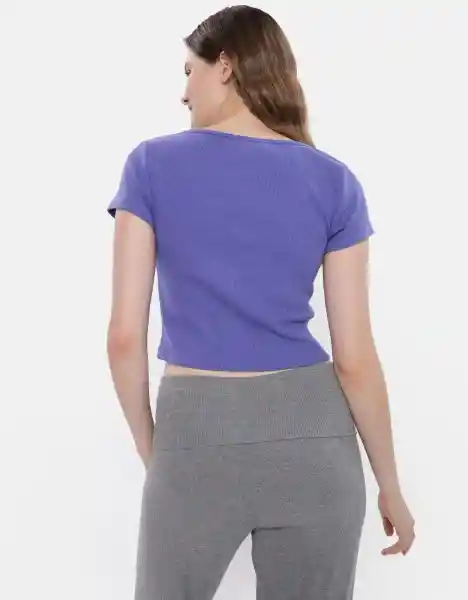 Camiseta Algodón Ultrasuave Aerie Azul X-Small American Eagle