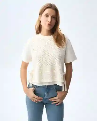 Camiseta Mujer Crudo Talla S 601G005_CRU110606 Americanino