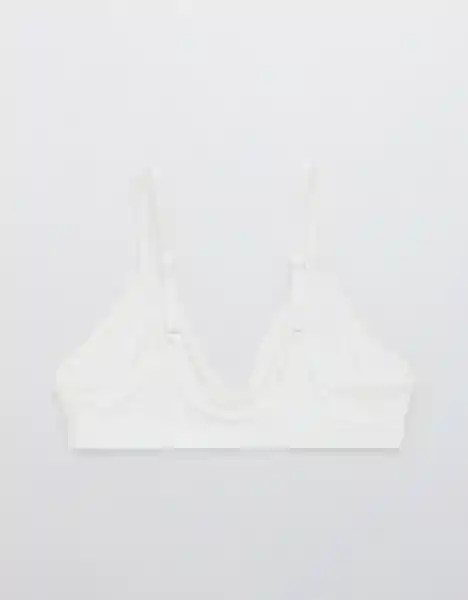 American Eagle Bralette Acanalado Triángulos Blanco Talla L