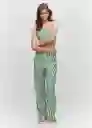 Pantalón Fe Verde Talla L Mujer Mango