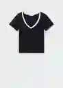 Camiseta Agata Negro Talla XS Mujer Mango