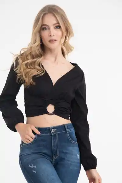 Ragged Blusa Argolla Carey Color Negro Talla L