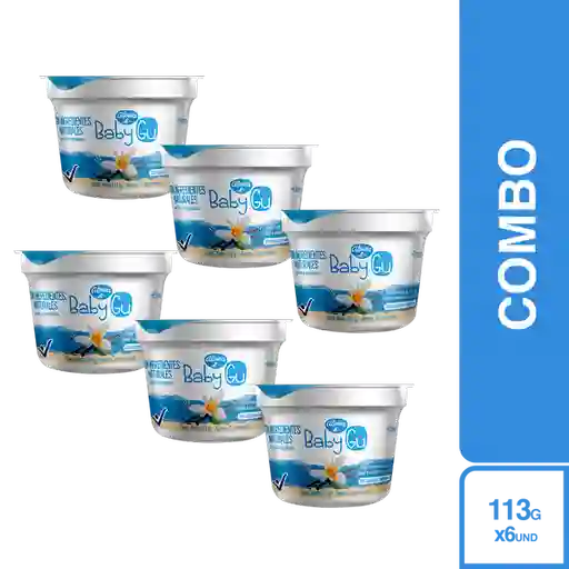 6 x Baby Gu Yogurt Entero Sin Dulce Vainilla Con Probióticos