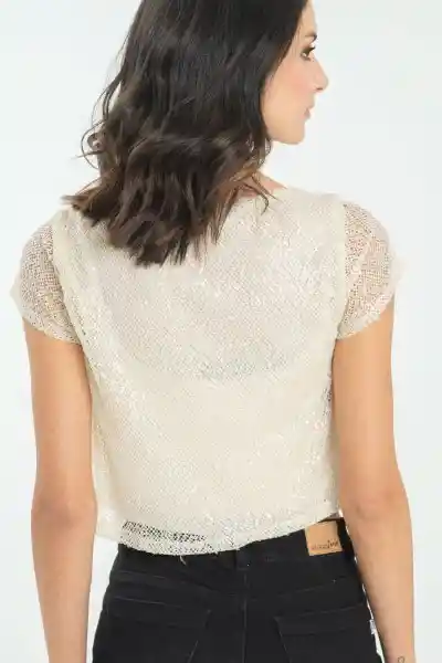 Blusa Lentejuelas Color Marfil Talla S Ragged