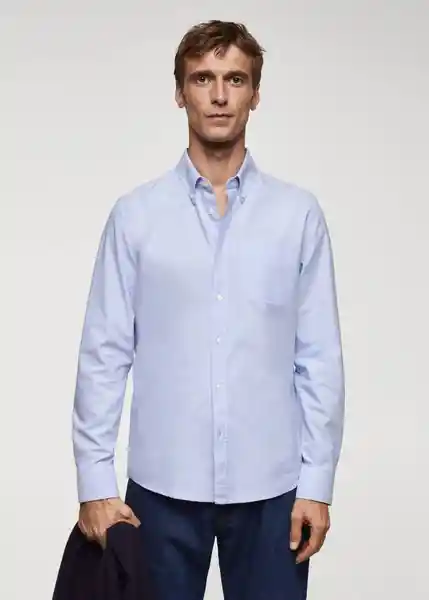 Camisa Oxford Celeste Talla S Hombre Mango