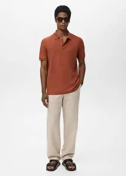 Camiseta Polo Rea Terracota Talla S Hombre Mango