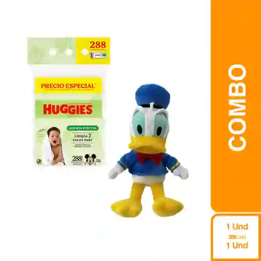 Combo Toallita Húmedas Huggies +Disney Peluche Pato Donald