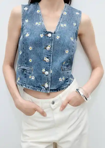 Chaleco Massy Tejano Medio Talla S Mujer Mango