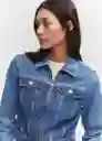 Chaqueta Cazadora Laura Tejano Medio Talla XS Mujer Mango