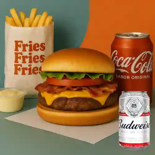 Combo Bacon & Cheese + Budweiser 269 ml