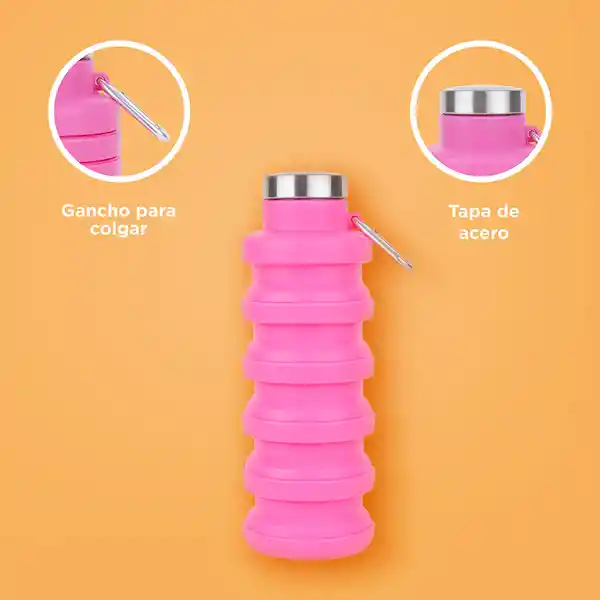 Botella de Silicona de Plegable Sólido Rosado 500 mL Miniso