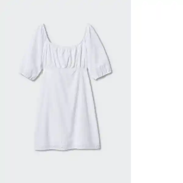 Vestido Bordi-H Blanco Talla M Mujer Mango