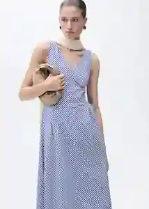 Vestido Prima Azul Talla L Mujer Mango