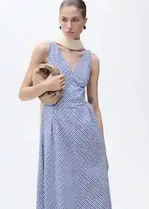Vestido Prima Azul Talla L Mujer Mango