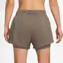 Nike Pantaloneta One 3In 2N1 Entrenamiento de Mujer Café Talla L