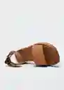 Sandalia Sala Cuero Talla 38 Mujer Mango