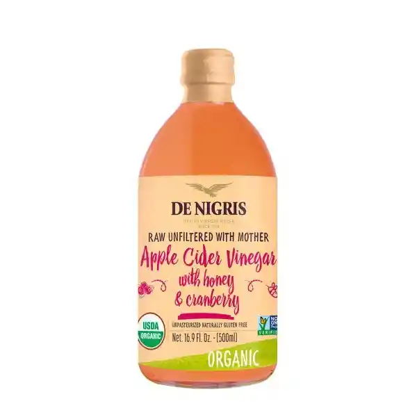 De Nigris Vinagre Sidra Manzana Miel Arandano Orgánico