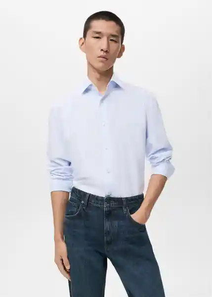 Camisa Vecchia Celeste Talla Xxl Hombre Mango