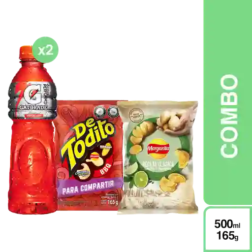 Combo Gatorade 500 mL + De Todito Bbq + Papas Margarita Limón