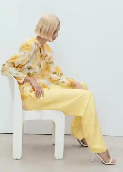 Blusa Molly Amarillo Talla M Mujer Mango